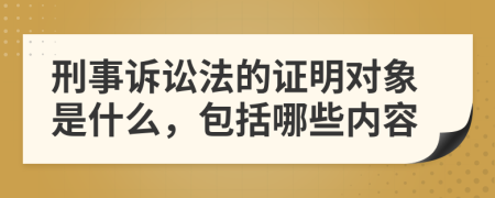 刑事诉讼法的证明对象是什么，包括哪些内容