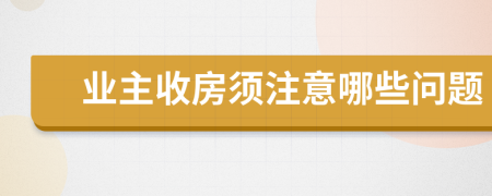 业主收房须注意哪些问题