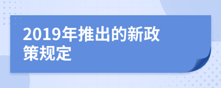 2019年推出的新政策规定