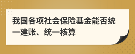 我国各项社会保险基金能否统一建账、统一核算