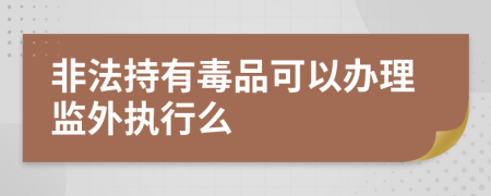 非法持有毒品可以办理监外执行么
