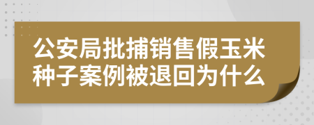 公安局批捕销售假玉米种子案例被退回为什么