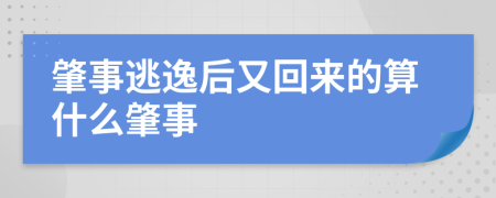 肇事逃逸后又回来的算什么肇事