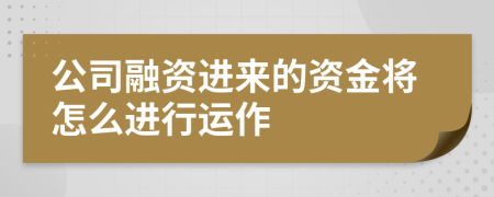 公司融资进来的资金将怎么进行运作