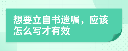 想要立自书遗嘱，应该怎么写才有效