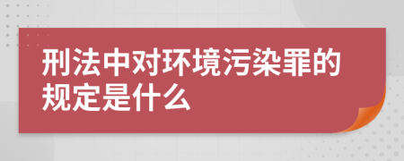 刑法中对环境污染罪的规定是什么