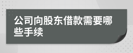 公司向股东借款需要哪些手续