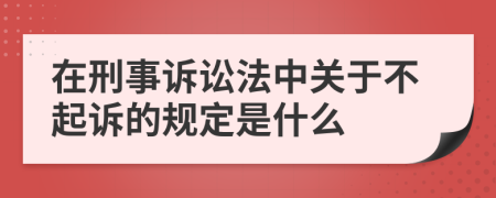 在刑事诉讼法中关于不起诉的规定是什么