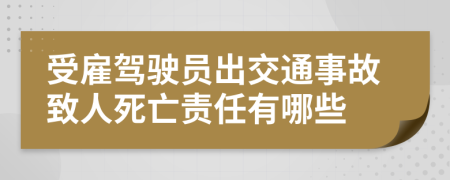 受雇驾驶员出交通事故致人死亡责任有哪些