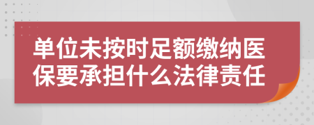 单位未按时足额缴纳医保要承担什么法律责任