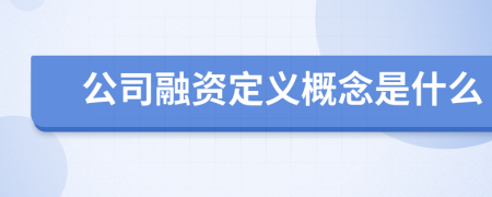 公司融资定义概念是什么