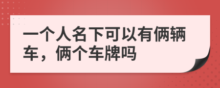 一个人名下可以有俩辆车，俩个车牌吗