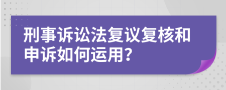 刑事诉讼法复议复核和申诉如何运用？