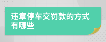 违章停车交罚款的方式有哪些