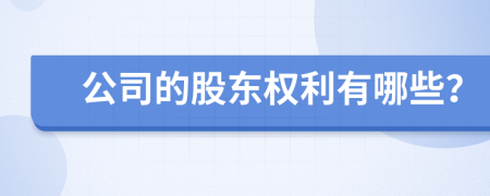 公司的股东权利有哪些？