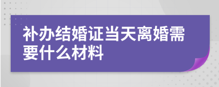 补办结婚证当天离婚需要什么材料