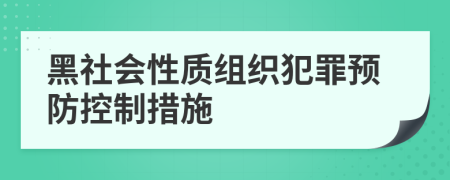 黑社会性质组织犯罪预防控制措施