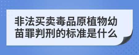 非法买卖毒品原植物幼苗罪判刑的标准是什么