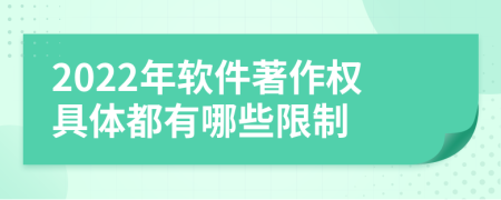 2022年软件著作权具体都有哪些限制