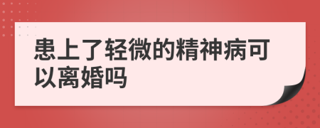 患上了轻微的精神病可以离婚吗