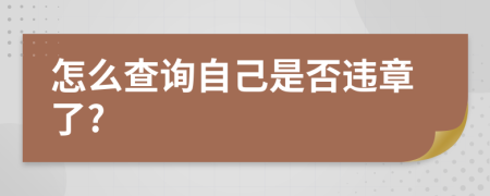 怎么查询自己是否违章了?