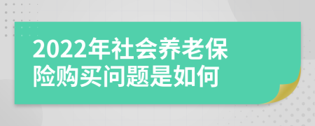 2022年社会养老保险购买问题是如何