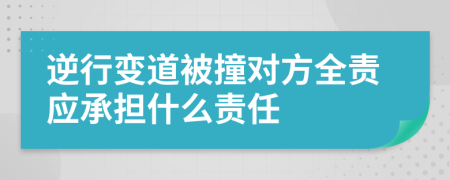 逆行变道被撞对方全责应承担什么责任