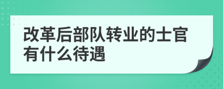 改革后部队转业的士官有什么待遇