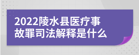 2022陵水县医疗事故罪司法解释是什么