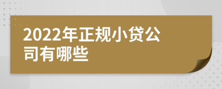 2022年正规小贷公司有哪些