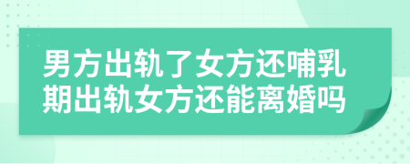 男方出轨了女方还哺乳期出轨女方还能离婚吗
