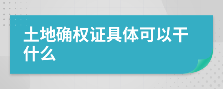 土地确权证具体可以干什么