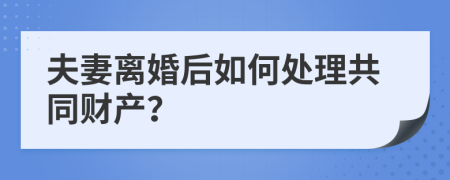 夫妻离婚后如何处理共同财产？