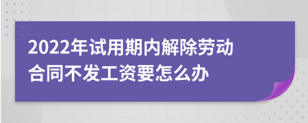 2022年试用期内解除劳动合同不发工资要怎么办