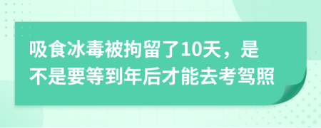 吸食冰毒被拘留了10天，是不是要等到年后才能去考驾照