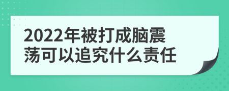 2022年被打成脑震荡可以追究什么责任