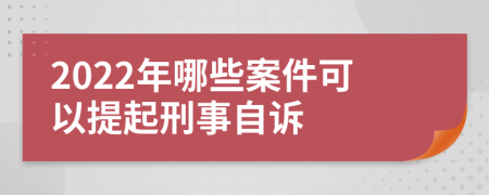 2022年哪些案件可以提起刑事自诉