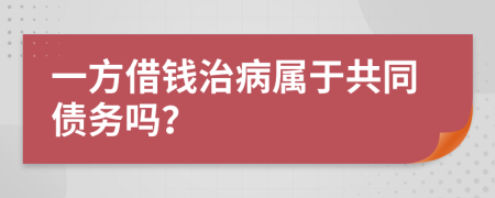 一方借钱治病属于共同债务吗？