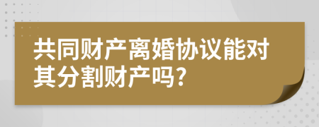 共同财产离婚协议能对其分割财产吗?