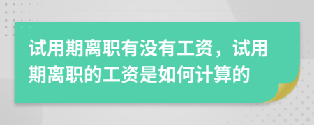 试用期离职有没有工资，试用期离职的工资是如何计算的