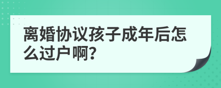 离婚协议孩子成年后怎么过户啊？