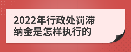 2022年行政处罚滞纳金是怎样执行的