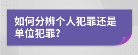 如何分辨个人犯罪还是单位犯罪？