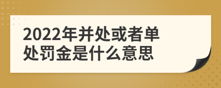 2022年并处或者单处罚金是什么意思