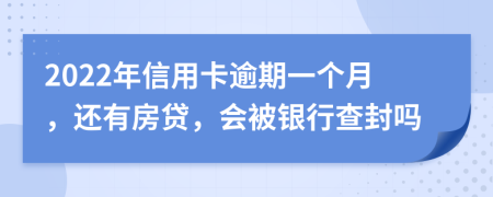 2022年信用卡逾期一个月，还有房贷，会被银行查封吗
