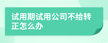 试用期试用公司不给转正怎么办