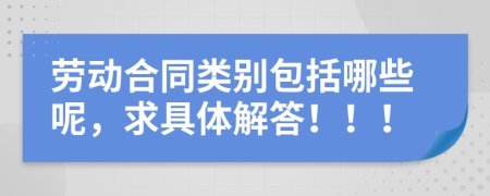 劳动合同类别包括哪些呢，求具体解答！！！