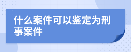 什么案件可以鉴定为刑事案件