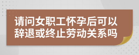 请问女职工怀孕后可以辞退或终止劳动关系吗