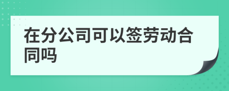 在分公司可以签劳动合同吗